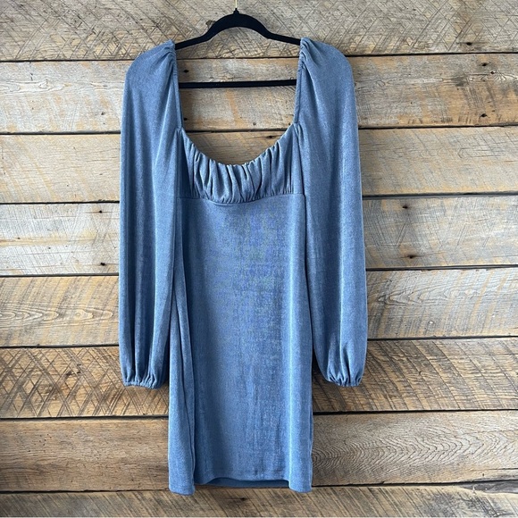 Princess Polly Haleema Long Sleeve Mini Dress Blue Size 8 Square Neck - Picture 9 of 9